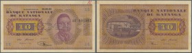 Katanga: 10 Francs 1960 Specimen with regular serial number P. 5s, light folds in paper, condition: XF.