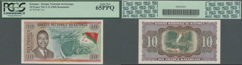 Katanga: Banque Nationale du Katanga 10 Francs Katangais ND(1960) remainder with...