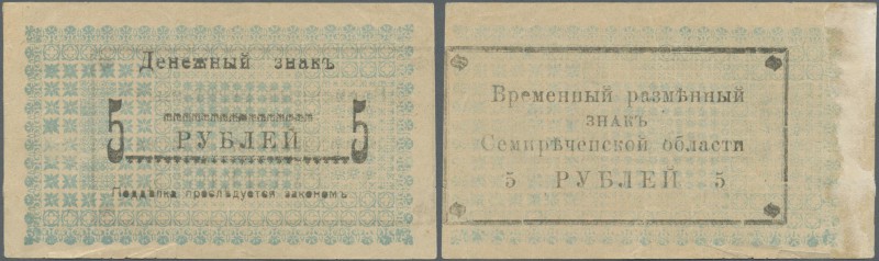 Kazakhstan: 5 Rubles ND(1918) P. S1116b, used with some folds and minor border t...