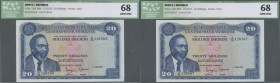 Kenya: Set of 2 notes 20 Shillings 1983 CONSECUTIVE P. 8d, both ICG graded 68 GEM UNC. (2 pcs)