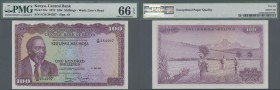 Kenya: 100 Shillings July 1st 1972, P.10c in perfect uncirculated condition, PMG graded 66 Gem Uncirculated EPQ