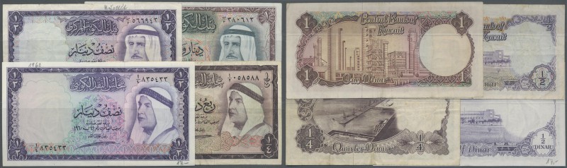 Kuwait: set with 4 Banknotes 1/4 und 1/2 Dinar series 1961 and 1/2 and 1 Dinar L...