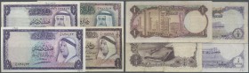 Kuwait: set with 4 Banknotes 1/4 und 1/2 Dinar series 1961 and 1/2 and 1 Dinar L.1968 (P.1, 2, 7, 8) in F to VF condition with pencil annotations (4 p...