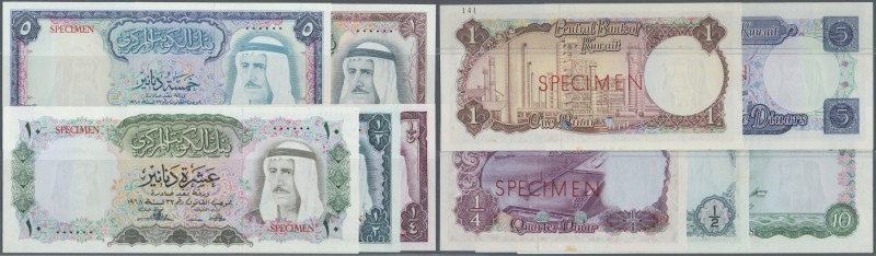 Kuwait: set of 5 SPECIMEN banknotes containing 1/4, 1/2, 1, 5 and 10 Dinars L.19...