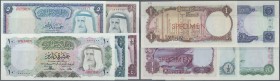 Kuwait: set of 5 SPECIMEN banknotes containing 1/4, 1/2, 1, 5 and 10 Dinars L.1968 P. 6s-10s, rare set, all notes with zero serial numbers and specime...