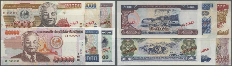Laos: set of 6 Specimen notes Laos containing 1000 Kip 1998, 2000 Kip 1997, 5000...