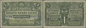 Latvia: UNIQUE banknote of 1 Rublis 1919 P. 2a, issued with series ”B” and serial number #000001, this was the very first note of the green color 1 Ru...