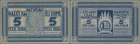 Latvia: 5 Rubli 1919 P. 3a, series ”Aa”, signature Erhards, issued from 1919 till 1925, 250.000 of these notes were printed, serial number #022893, ra...