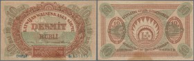 Latvia: 10 Rubli 1919 P. 4a, series ”Bb”, sign. Erhards, light horizontal and vertical bends, corner folds, no holes or tears, minor stain trace at lo...
