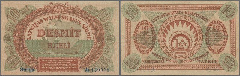 Latvia: 10 Rubli 1919 series ”Aa”, sign. Erhards, only one light dint at upper r...