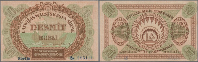 Latvia: 10 Rubli 1919 P. 4b, series ”Bk”, sign. Erhards, very light center fold,...