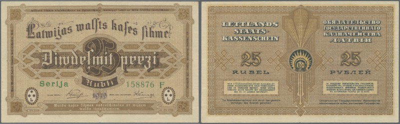 Latvia: 25 Rubli 1919 P. 5f, series F, sign. Purins, with center fold, light hor...