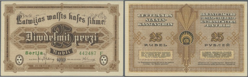 Latvia: 25 Rubli 1919 P. 5g, series ”F”, sign. Kalnings, never folded only very ...