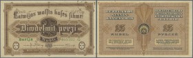 Latvia: 25 Rubli 1919 P. 5g, series ”G”, sign. Kalnings, never horizongally or vertically folded but corner fold at upper right, handling in paper and...