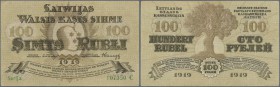 Latvia: 100 Rubli 1919 P. 7a, series ”C”, sign. Erhards, center fold and creases in paper, no holes or tears, still strongness in paper, condition: VF...
