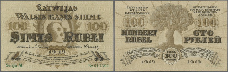 Latvia: 100 Rubli 1919 P. 7c, series ”M”, sign. Kalnings, light dints at left an...