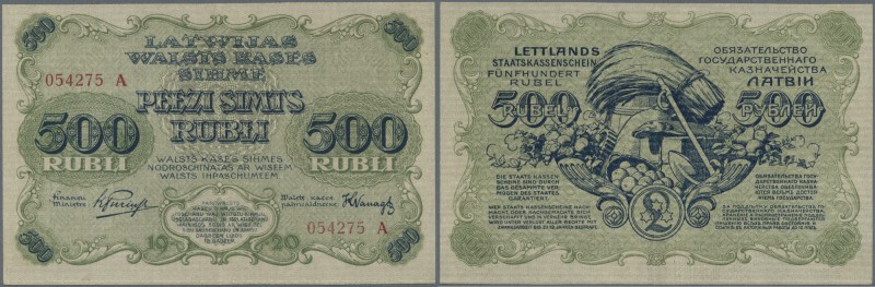 Latvia: 500 Rubli 1920 P. 8a, issued note, sign. Purins, series ”A”, center fold...