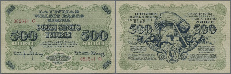Latvia: 500 Rubli 1920 P. 8b, series ”G”, sign. Kalnings, center fold, corner fo...