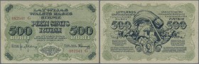 Latvia: 500 Rubli 1920 P. 8b, series ”G”, sign. Kalnings, center fold, corner fold and light dints at borders, crisp paper, original colors, no holes ...