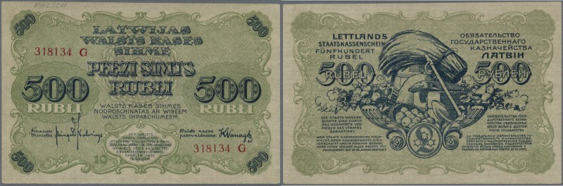 Latvia: Rare contemporary forgery of 500 Rubli 1920 P. 8b(f), series ”G”, withou...