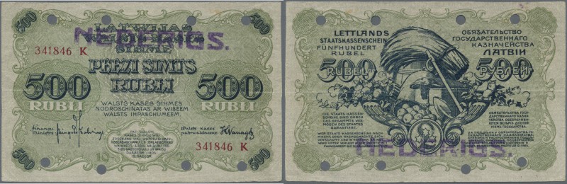Latvia: Rare contemporary forgery of 500 Rubli 1920 P. 8c(f), series ”K”, cancel...