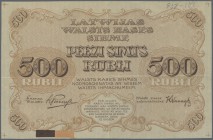 Latvia: Rare PROOF print of 500 Rubli 1920 P. 8p, w/o serial, sign. Purins, uniface front proof in brown/orange color, mounting traces on back side, p...