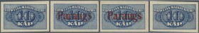 Latvia: Set of 2 notes 10 Kap. 1920 as SPECIMEN and regular issue, P. 10s and P. 10, the Specimen overprinted ”PARAUGS”, both in condition: UNC. (2 pc...