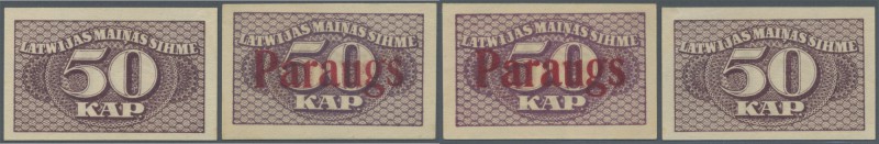 Latvia: Set of 2 notes 50 Kap. 1920 as SPECIMEN and regular issue, P. 12s and P....