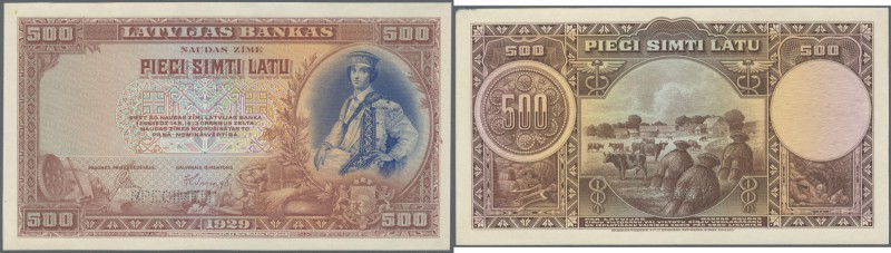 Latvia: Highly rare Proof / Color Trial of 500 Latu 1929 P. 19p, front and back ...
