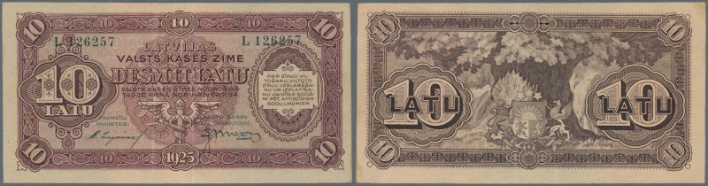 Latvia: 10 Latu 1925 P. 24c, issued note, series L, sign. Liepins, a few center ...