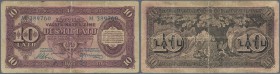 Latvia: 10 Latu 1925 CONTEMPORARY FORGERY P. 24d, series M, well done forgery (for this time) on paper without watermark, it was in circulation so it ...