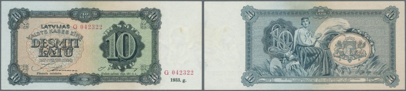 Latvia: 10 Latu 1933 P. 25a, issued note, series G, sign. Annuss, one minor stai...