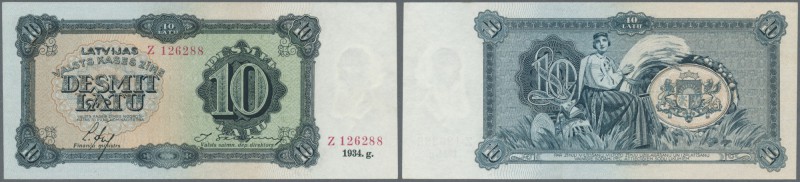 Latvia: 10 Latu 1934 P. 25e, issued note, series Z, sign. Ekis, light center fol...