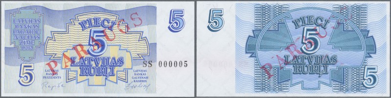 Latvia: 5 Rubli 1992 SPECIMEN P. 37s, series ”SS”, serial 000005, sign. Repse, o...