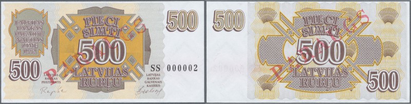 Latvia: 500 Rublu 1992 SPECIMEN P. 42s, series ”SS”, serial 000002, sign. Repse,...