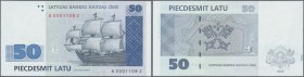 Latvia: 50 Latu 1992 P. 46r REPLACEMENT note with prefix AZ and lower serial number, sign. Repse, lightly circulated, with handling in paper but no st...