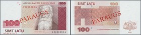Latvia: 100 Lati 1992 SPECIMEN P. 47s, series A, zero serial numbers, sign. Repse in condition: UNC.