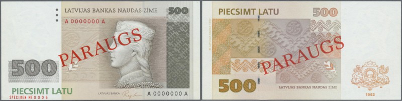Latvia: 500 Lati 1992 SPECIMEN P. 48s, series A, zero serial numbers, sign. Reps...