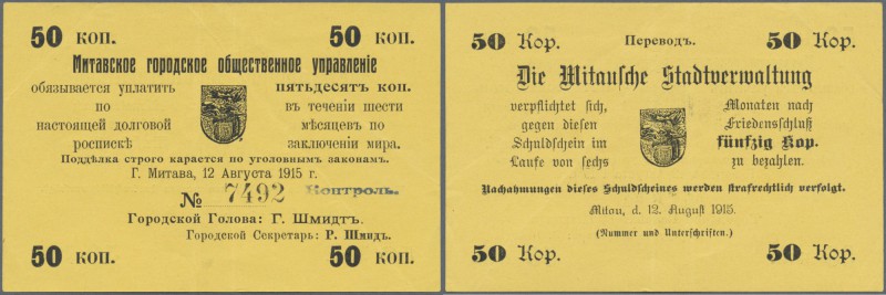 Latvia: Mitau City Government 50 Kopeks 1915, P./B#2a with additional stamp ”con...