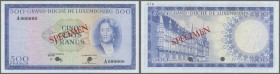 Luxembourg: 500 Francs ND P. 52A. This banknote was planned as a part of the 1960s series of banknotes for Luxembourg but it was never issued. This no...