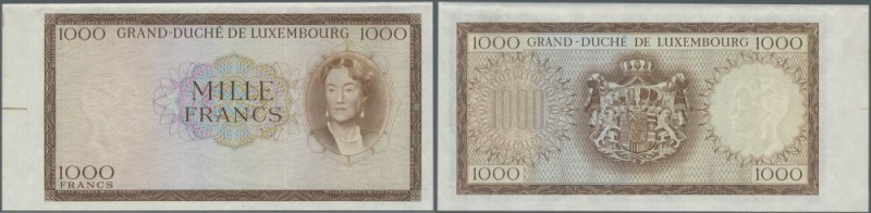 Luxembourg: Proof of 1000 Francs ND P. 52B(p). This banknote was planned as a pa...