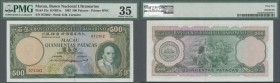 Macau: Banco Nacional Ultramarino 500 Patacas April 8th 1963, P.52a, some folds and creases in the paper but still bright colors and great original sh...