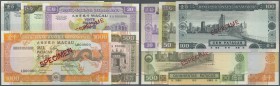 Macau: Banco Nacional Ultramarino, highly rare Specimen set of the December 20th 1999 series comprising 20, 50, 100, 500 and 1000 Patacas, P.71s-75s, ...