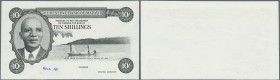 Malawi: Reserve Bank of Malawi 10 Shillings L.1964 intaglio printed front proof in black and white on normal paper, P.2Ap with printers annotations at...