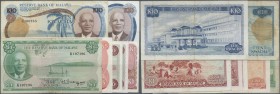 Malawi: set of 7 notes containing 10 Shillings L.1964 (2x), 1 Kwacha 1979, 1 Pound L.1964, 10 Kwacha 1975, 5 Kwacha 1978 and 10 Kwacha 1979, all in co...