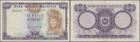 Malaysia: Bank Negara Malaysia 100 Ringgit ND(1976-81), P.17, still nice and attractive note with a few folds and lightly toned paper. Condition: F+