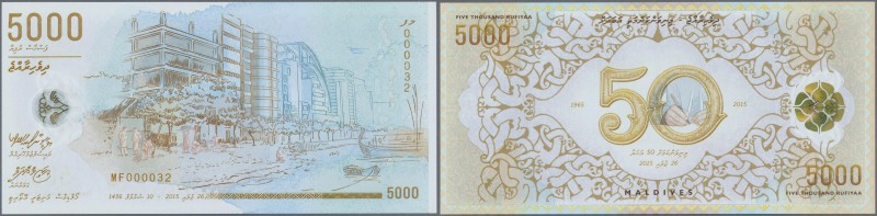 Maldives: Polymer Banknote 5000 Rupees 2015, commemorative issue P. new, with ve...