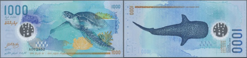 Maldives: beautiful Polymer note 1000 Rupees 2016 P. new in condition: UNC.