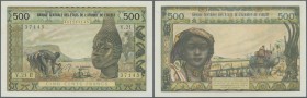 Mauritania: Banque Centrale des États de l'Afrique de l'Ouest letter ”E” = Mauritania 500 Francs ND(1960's), P.502Ef, tiny pinholes at upper left bord...