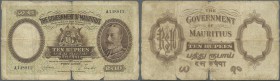 Mauritius: Government of Mauritius 10 Rupees ND(1930), P.21 in well worn condition with a number of small border tears, toned paper and a small hole a...